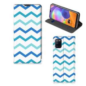 Samsung Galaxy A31 Hoesje met Magneet Zigzag Blauw