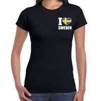 I love Sweden / Zweden landen shirt zwart voor dames - borst bedrukking 2XL  -