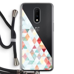 Gekleurde driehoekjes pastel: OnePlus 7 Transparant Hoesje met koord