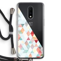 Gekleurde driehoekjes pastel: OnePlus 7 Transparant Hoesje met koord