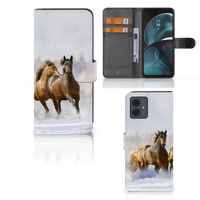 Motorola Moto G14 Telefoonhoesje met Pasjes Paarden