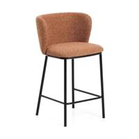 Kave Home Ciselia barkruk H65 dik chenille Terra poot zwart