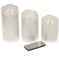 Kaarsen set van 3x stuks led stompkaarsen zilver met afstandsbediening - LED kaarsen