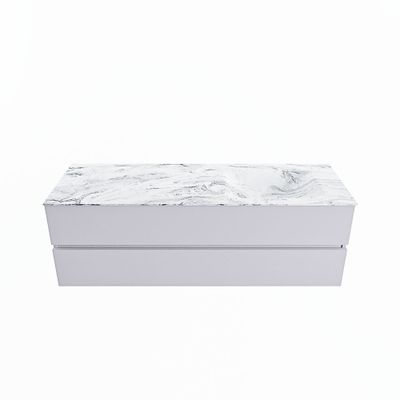 MONDIAZ VICA-DLUX 150cm badmeubel onderkast Cale 2 lades. Inbouw wastafel CLOUD rechts zonder kraangat, kleur Glace.