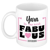 Naam mok Yara - wit - Fabulous - keramiek - 300 ml - cadeau collega beker Naam mok Yara - wit - Fabulous - keramiek - 300 ml - cadeau collega beker