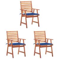 Tuinstoelen 3 st met kussens massief acaciahout