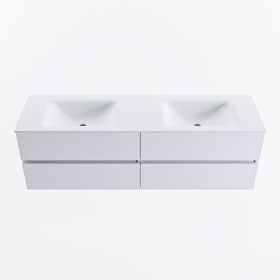 MONDIAZ VICA 160cm badmeubel onderkast Cale 4 lades. Wastafel CLOUD dubbel zonder kraangat, kleur Talc.