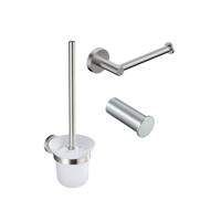 Fortifura Calvi Toiletset 3-delig - toiletrolhouder zonder klep - toiletborstel - handdoekhaak enkel rond - Geborsteld RVS PVD (RVS) SW639927 SW639930 SW639931