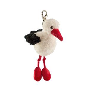 Pluche ooievaar knuffel sleutelhanger 10 cm