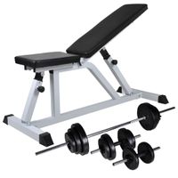 VidaXL Trainingsbank met halterset 30,5 kg - thumbnail