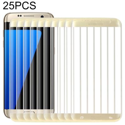 25 stuks voor Galaxy S7 Edge/G935 0.26 mm 9H oppervlakte hardheid Explosiebestendige colorized galvaniseren gehard glas schermvullende film (goud)