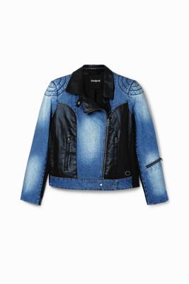 Hybride denim bikerjack - BLACK - XS
