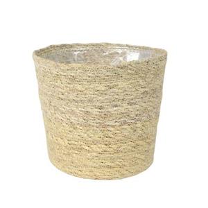 Steege Plantenpot - beige - gevlochten zeegras - 30 x 26 cm