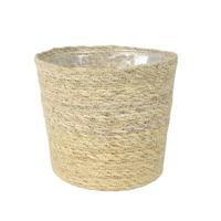 Steege Plantenpot - beige - gevlochten zeegras - 30 x 26 cm