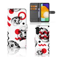 Telefoonhoesje met Naam Samsung Galaxy A04s | Samsung Galaxy A13 5G Skull Red | Portemonnee hoesje