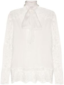 Faith Connexion blouse en dentelle à col lavallière - Blanc