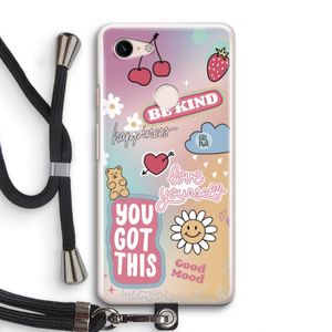 Positivity: Pixel 3 Transparant Hoesje met koord