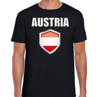 Oostenrijk landen supporter t-shirt met Oostenrijkse vlag schild zwart heren - thumbnail