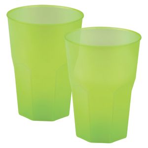 Drinkglazen frosted - groen - 12x - 420 ml - onbreekbaar kunststof - Feest/cocktailbekers