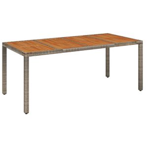 vidaXL Tuintafel met houten blad 190x90x75 cm poly rattan grijs