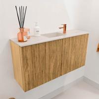 Toiletmeubel Mondiaz Joya Dlux | 80 cm | Meubelkleur Oak | Faye wastafel Meli Wasbak Midden | 1 kraangat
