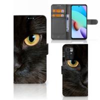 Xiaomi Redmi 10 | Telefoonhoesje | Met pasjeshouder | Zwarte Kat