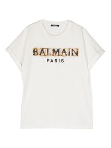 Balmain Kids t-shirt en coton à logo imprimé - Blanc