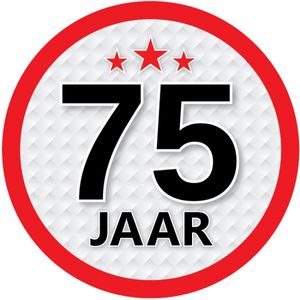 75 jaar leeftijd sticker rond 15 cm verjaardag versiering