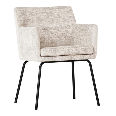 WOOOD Eetkamerstoel 'Kam' Structure Velvet, kleur Off White