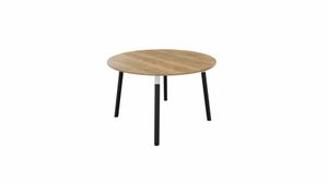 Tafel 9311 rond - 120 cm. - Wit - Eiken YT49a - Beuken donker