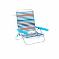 Marbueno Vouwstoel 5 Posities Aluminium Oranje en Blauwe Strepen Strand 63X76X78 cm