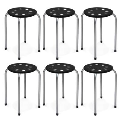 Stapelkruk Set van 6 Stapelbare Metalen Kruk Eetkamerkruk Kruk voor Thuis Kantoor Klaslokaal 44,5 cm Zithoogte 30 x 30 x 44,5 cm