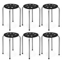 Stapelkruk Set van 6 Stapelbare Metalen Kruk Eetkamerkruk Kruk voor Thuis Kantoor Klaslokaal 44,5 cm Zithoogte 30 x 30 x 44,5 cm