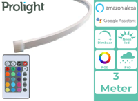 Prolight Neon LED-Strip - Multicolour - 3 Meter - Met Afstandsbediening - Waterdicht (IP65)