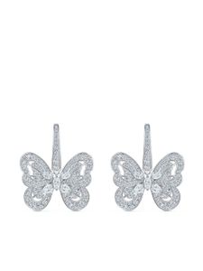 DE BEERS puces d'oreilles Portrait of Nature Butterfly en or blanc 18ct pavées de diamants - Argent