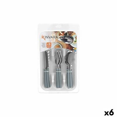 Bestekset Grijs Zilverkleurig Roestvrij staal Plastic (6 Stuks)