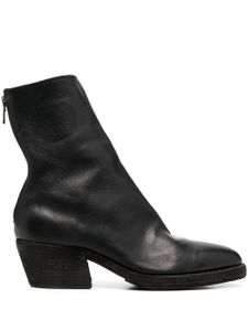 Guidi bottines en cuir à fermeture zippée - Noir