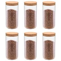 VidaXL Opbergpotten met kurken deksel 6 st 1100 ml glas