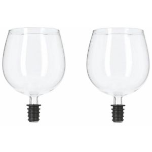 Wijnfles schenkdop wijnglas - 2x - Gadgets/Funkado - vrijgezellenfeest/moederdag