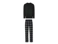 LIVERGY Heren flanellen pyjama (Zwart, XL)