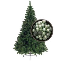 Bellatio Decorations kunst kerstboom 120 cm met kerstballen mintgroen - Kunstkerstboom - thumbnail
