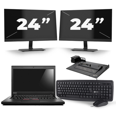 Lenovo ThinkPad L460 - Intel Core i5-6e Generatie - 14 inch - 8GB RAM - 256GB SSD - Windows 11 + 2x 24 inch Monitor