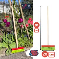 Synx Tools Kinderbezem Junior Rood Groen Bezem - Bezems - Buitenspeelgoed / Speelgoed incl. Steel 80cm - tuinierspeelgoe