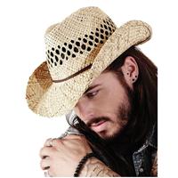 Stro cowboy strand hoed - volwassenen - festival - one size