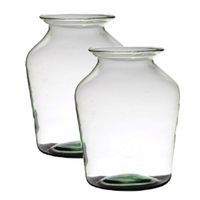 2x stuks transparante luxe grote vaas/vazen van glas 36 x 24 cm