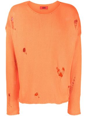 424 sweat à effet usé - Orange