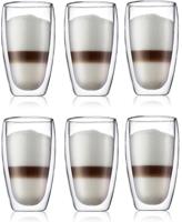 Bodum Dubbelwandige latte macchiato glazen Pavina - gepatenteerd ventiel - 450 ml - 6 stuks