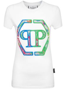 Philipp Plein t-shirt en coton à logo strassé - Blanc