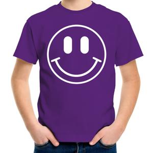 Verkleed T-shirt voor jongens - Smile Emoticon - paars - carnaval - feestkleding voor kinderen