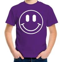 Verkleed T-shirt voor jongens - Smile Emoticon - paars - carnaval - feestkleding voor kinderen - thumbnail